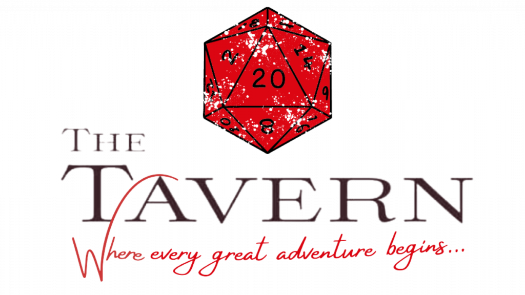 Red D20 logo for the Tavern where every great adventure begins. 